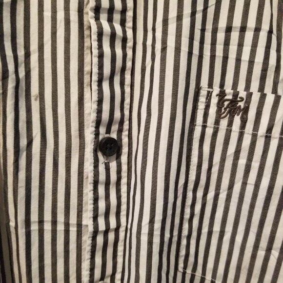 Seven in All Mankind Men's XL Black & White Striped Button Up Long Sleeve Shirt - Picture 2 of 12